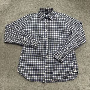 J.Crew Slim Fit Button Down Shirt Mens Medium Blue Orange Plaid Cotton Casual
